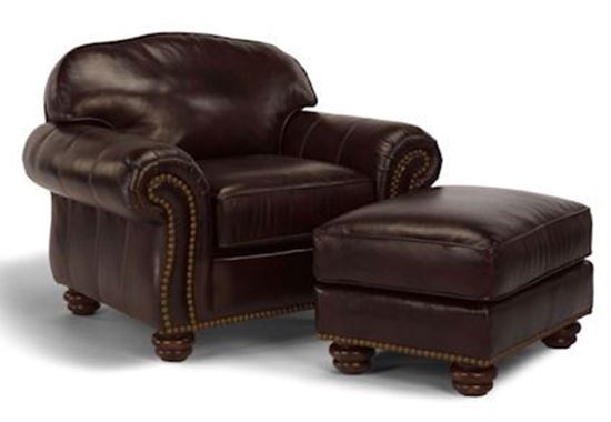 Bexley Leather Chair & Ottoman w/Nails 3648-10-08 from Flexsteel furniture