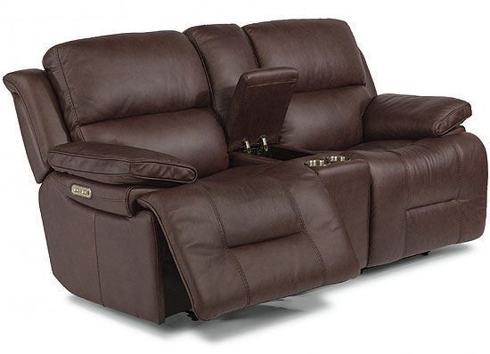 Apollo Reclining Leather Loveseat with Console & Power Headrest (1849-64PH) by Flexsteel furniture
