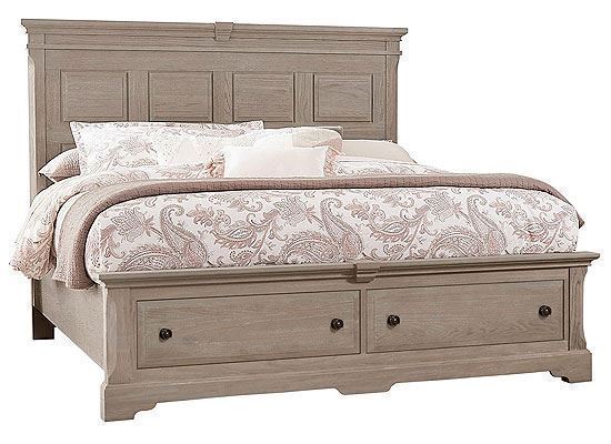 Heritage Mansion Bed with Storage Footboard in a Greystone Oak finish from Artisan & Post