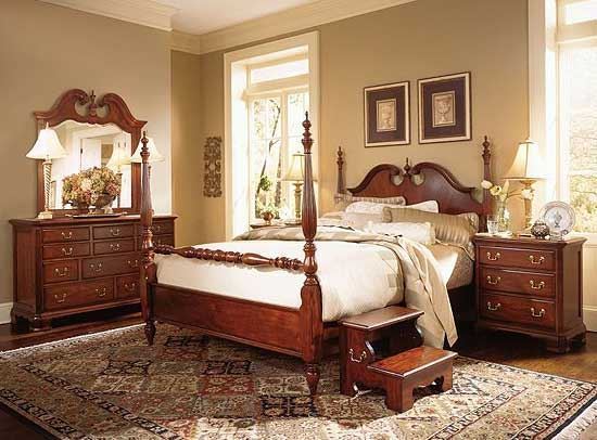 Cherry Grove Bedroom collection with Pediment Poster Bed from American Drew furniture