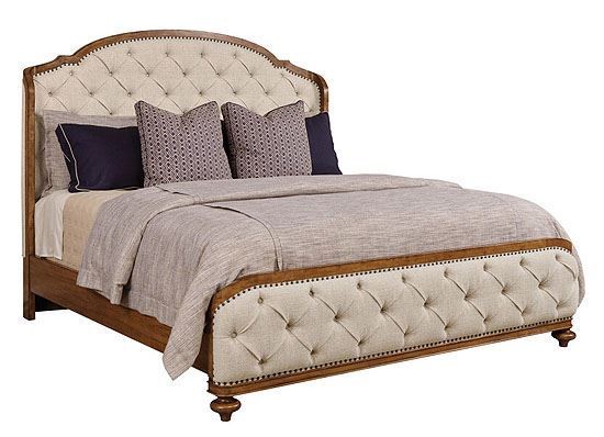 BERKSHIRE QUEEN GLENDALE UPH SHELTER BED COMPLETE - 011-313R - AMERICAN DREW