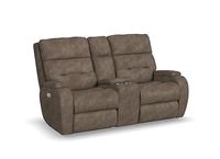 Flexsteel Furniture Strait Power Reclining Loveseat with Console and Power Headrests - B3906-601H